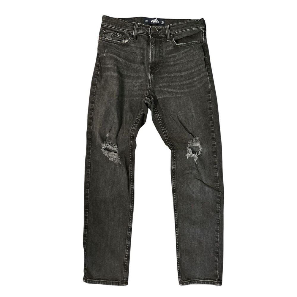 Hollister Epic Flex Black Denim Jeans Men's Size 29x30 Skinny Distressed Ripped